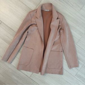 Zara Faux Suede Pink Blazer Coat